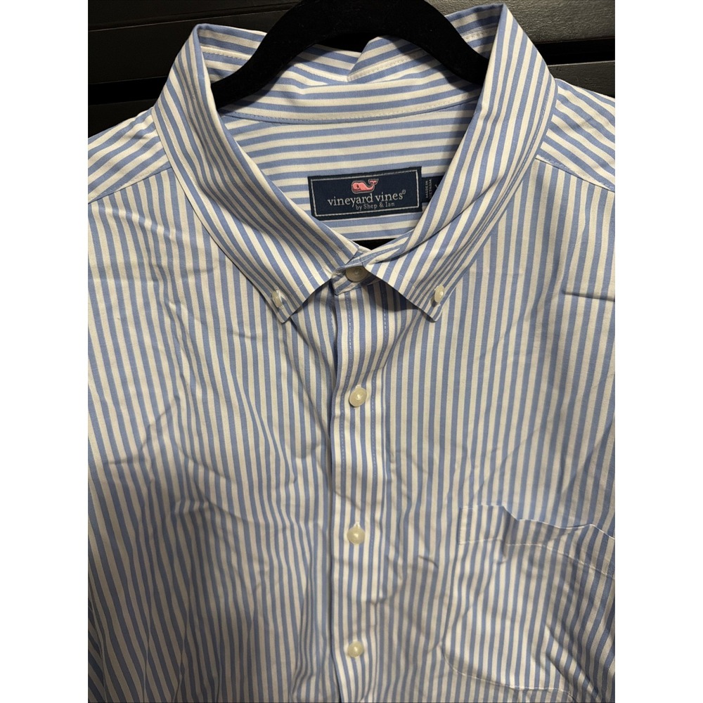 Vineyard Vines XL Button-Down Stretch Cotton‎ Spandex Regular Blue Striped Mens